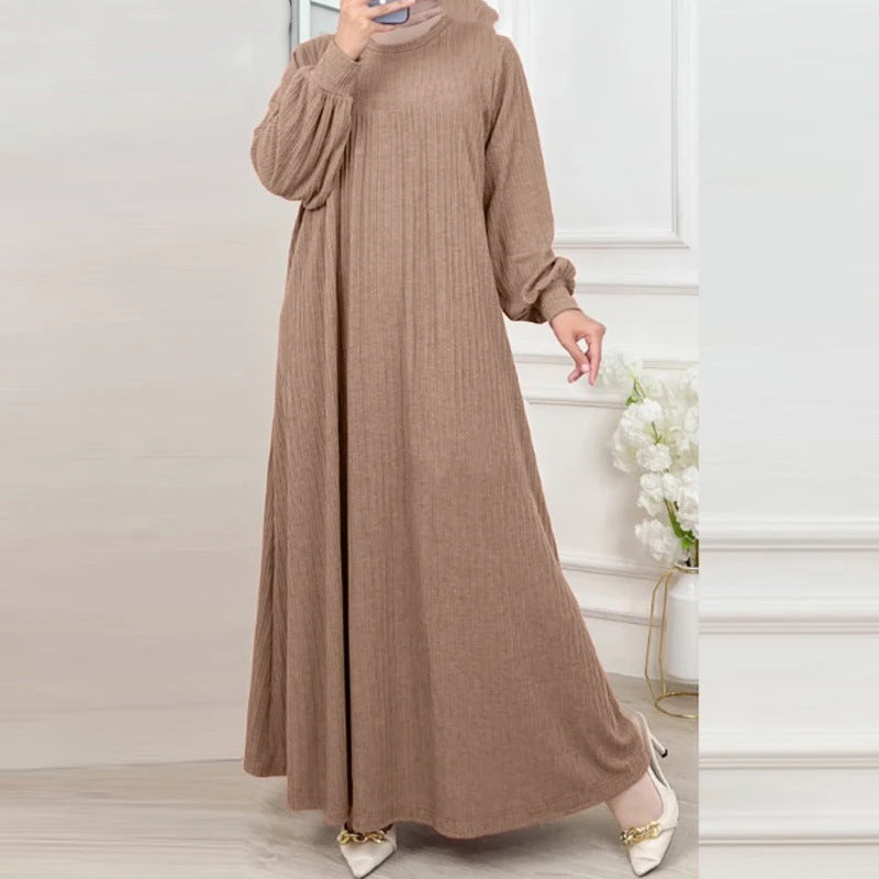 Damen Maxikleid mit elegantem Rippenmuster und lässigem Schnitt Drune