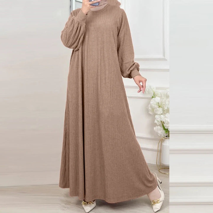 Damen Maxikleid mit elegantem Rippenmuster und lässigem Schnitt Drune