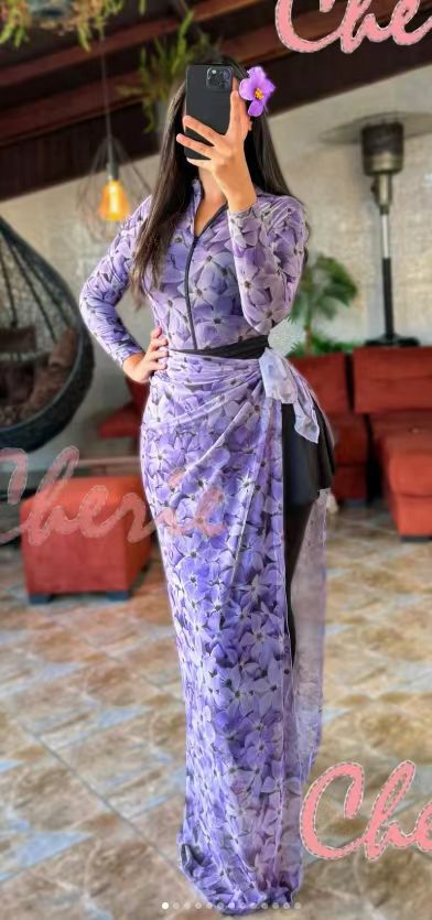 Damen Elegantes Maxikleid mit floralen Details Drune