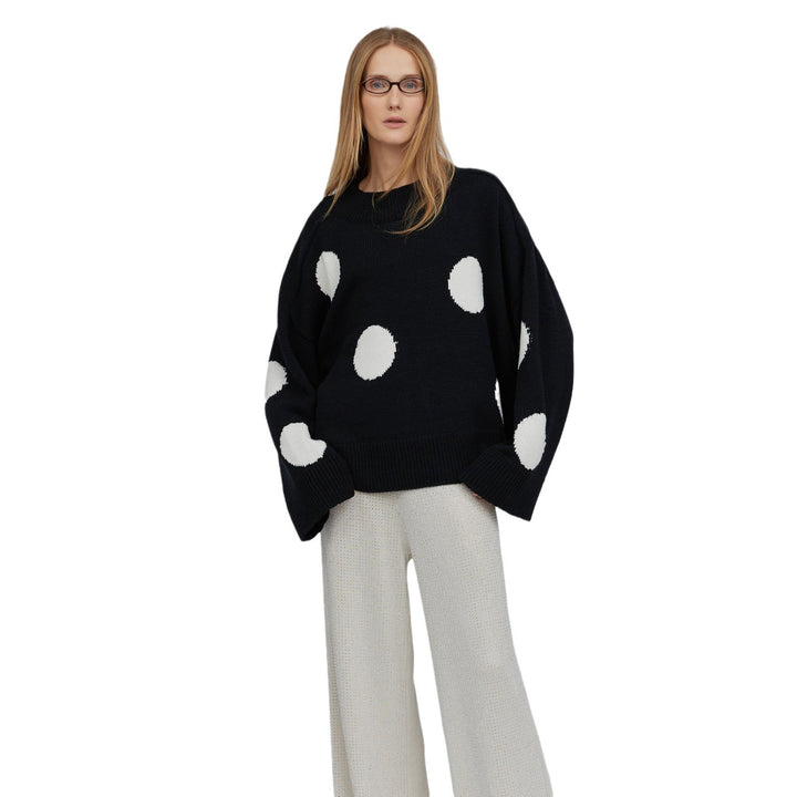 Damen gestrickter Oversize-Pullover mit auffälligem Punktmuster Drune