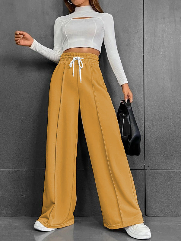 Damen weite Freizeit-Hose mit elastischem Bund und seitlichen Taschen Drune
