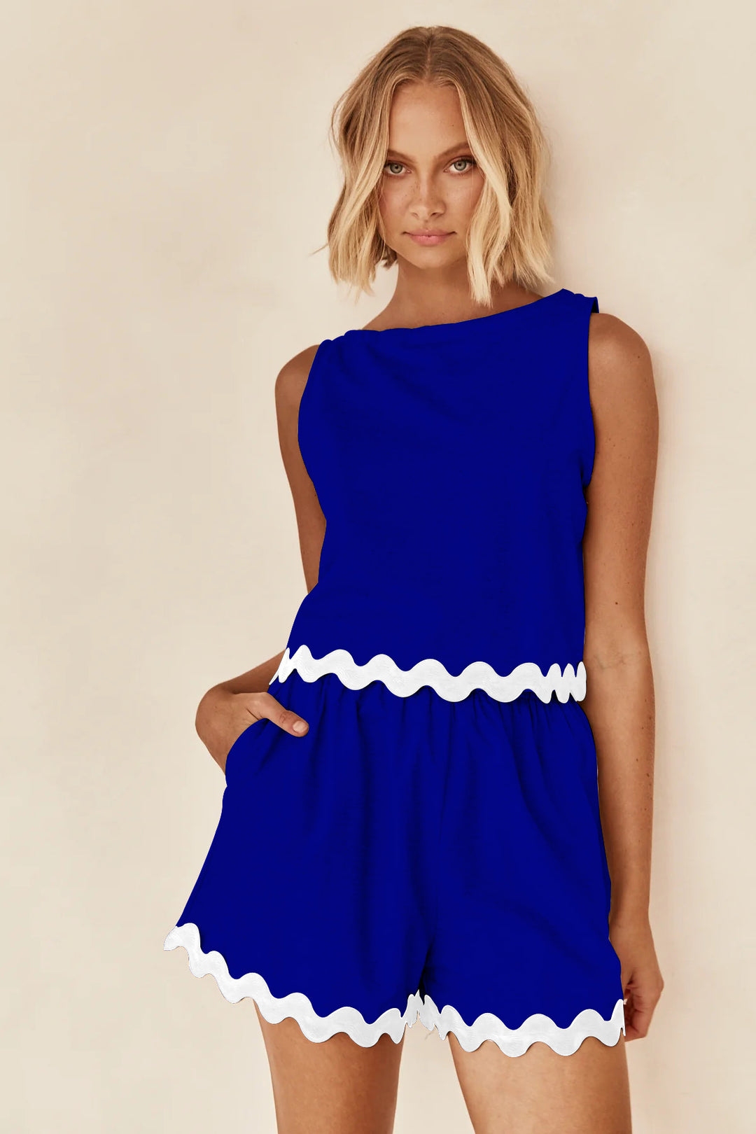 Damen Zweiteiler Set mit schickem Top und luftigen Shorts Drune