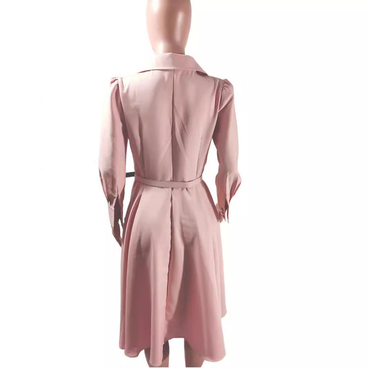 Damen Elegantes Wickelkleid mit Taillengürtel und Boucle-Details Drune