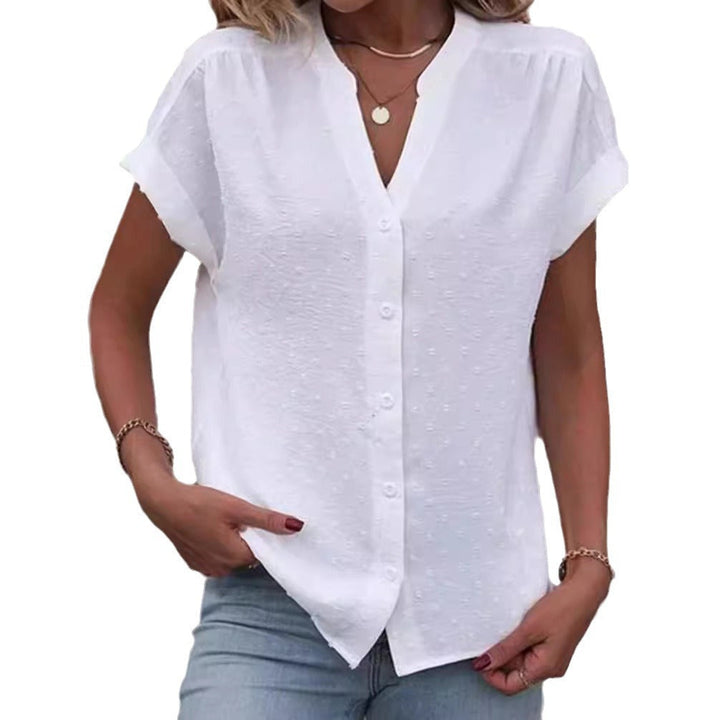 Damen Kurzarm Bluse mit feinem Strukturmuster Drune