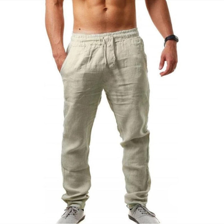 Herren nan leichte Leinenhose mit elastischem Bund tapered Schnitt Drune