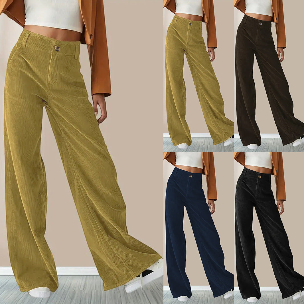 Damenweite Cordhose mit eleganter Bundfalten-Optik Drune