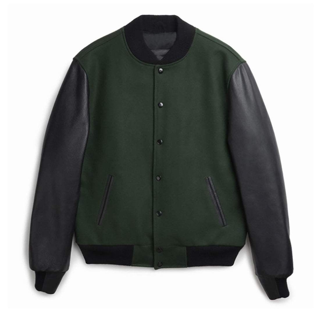 Herren sportliche Collegejacke mit Lederärmeln Drune