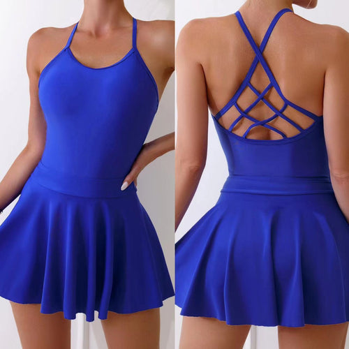 Damen Eleganter Badeanzug mit fließendem Rock Drune
