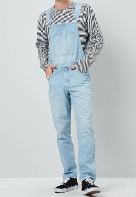 Herren Denim Latzhose im Vintage-Stil mit regulierbaren Trägern und praktischen Taschen Drune