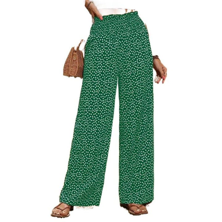 Damen Weite Blumenmuster-Hose mit elastischem Bund und hohem Taillenschnitt Drune