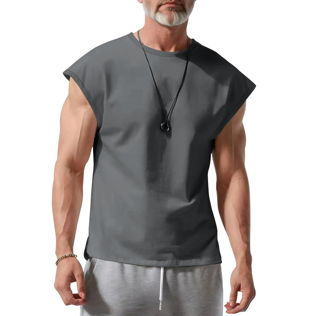 Herren nan athletisches abgeschnittenes Tanktop mit breiten Armöffnungen und Rundhalsausschnitt Drune