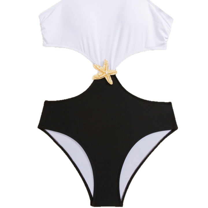 Damen Eleganter Badeanzug mit seitlichem Cut-Out und maritimer Verzierung Drune