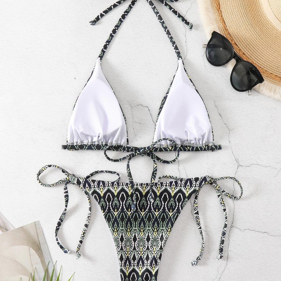 Damen Triangel-Bikini mit verspieltem Schlangenmuster Drune