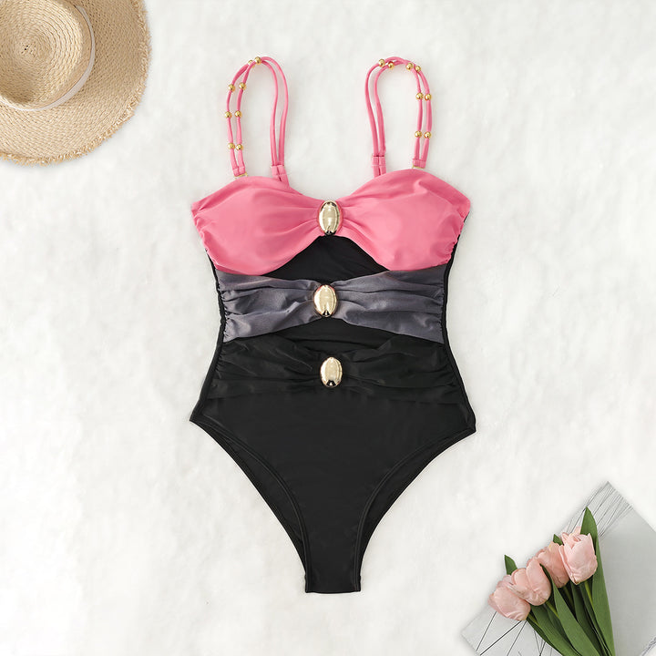 Damen Einteiler-Badeanzug mit raffinierten Cut-Outs und dekorativen Metallakzenten Drune