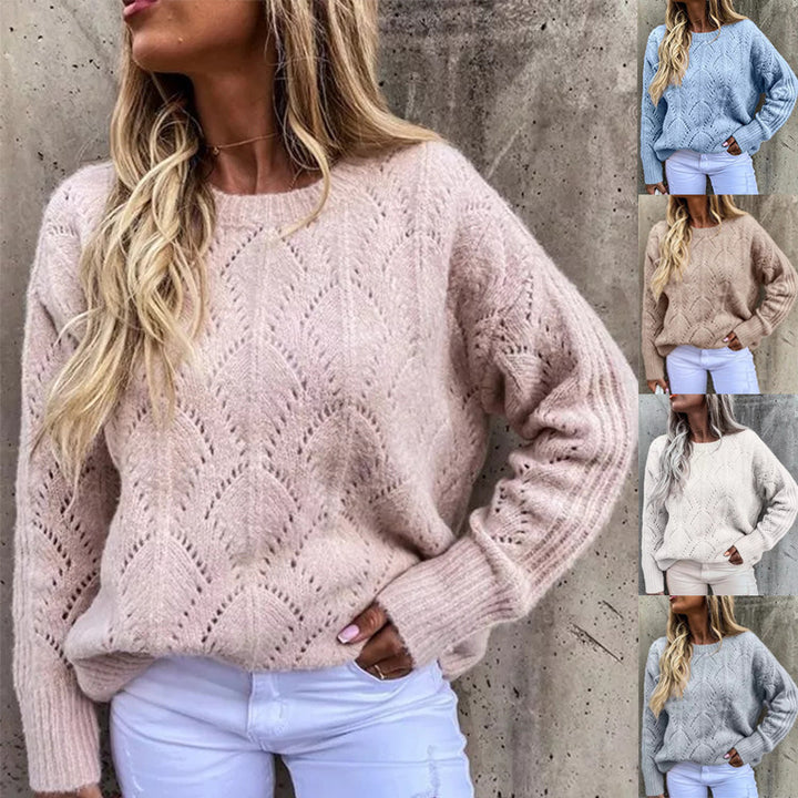 Damen Strickpullover mit feinem Lochmuster Drune