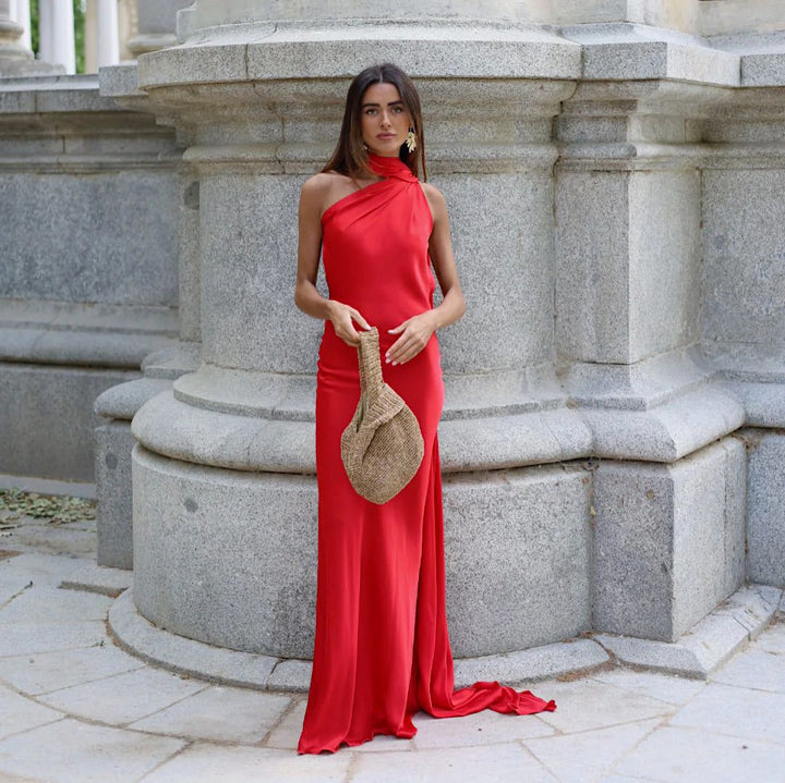 Femme Halter Neck Maxi Kleid mit seitlichem Schlitz Drune