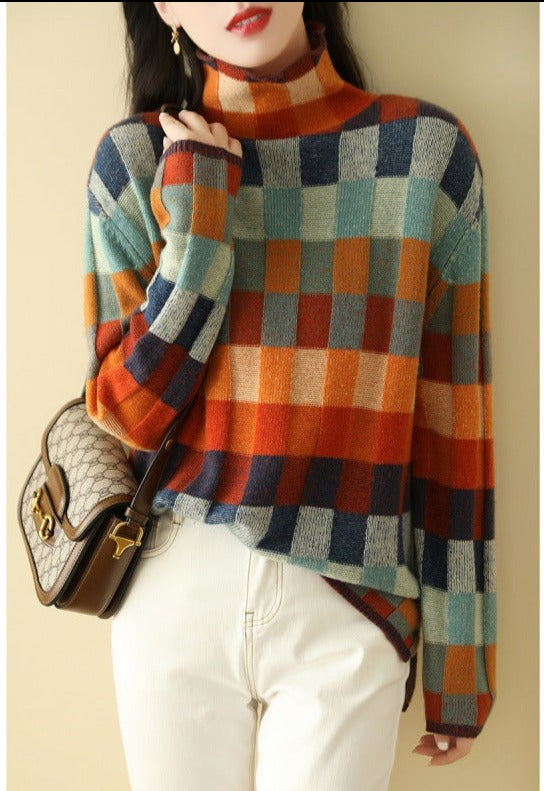 Drune - Eleganter Print Rollkragenpullover