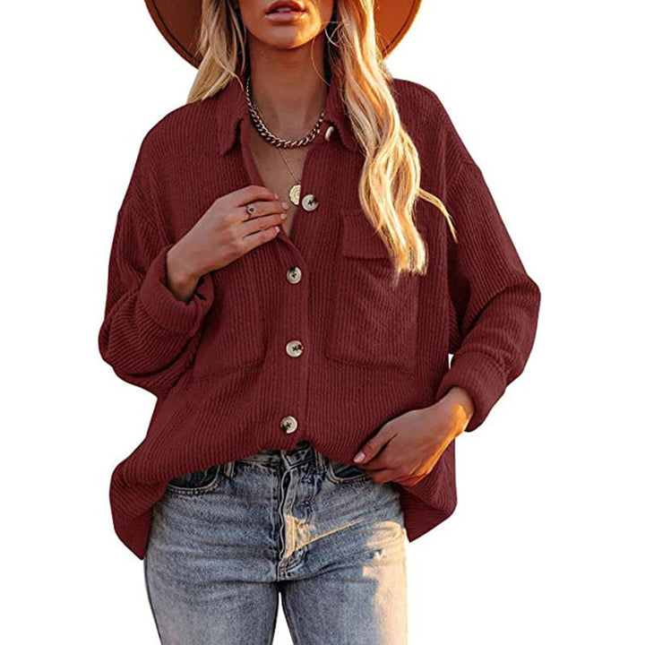 Damen lässige Overshirtjacke mit Struktur und praktischen Taschen Drune