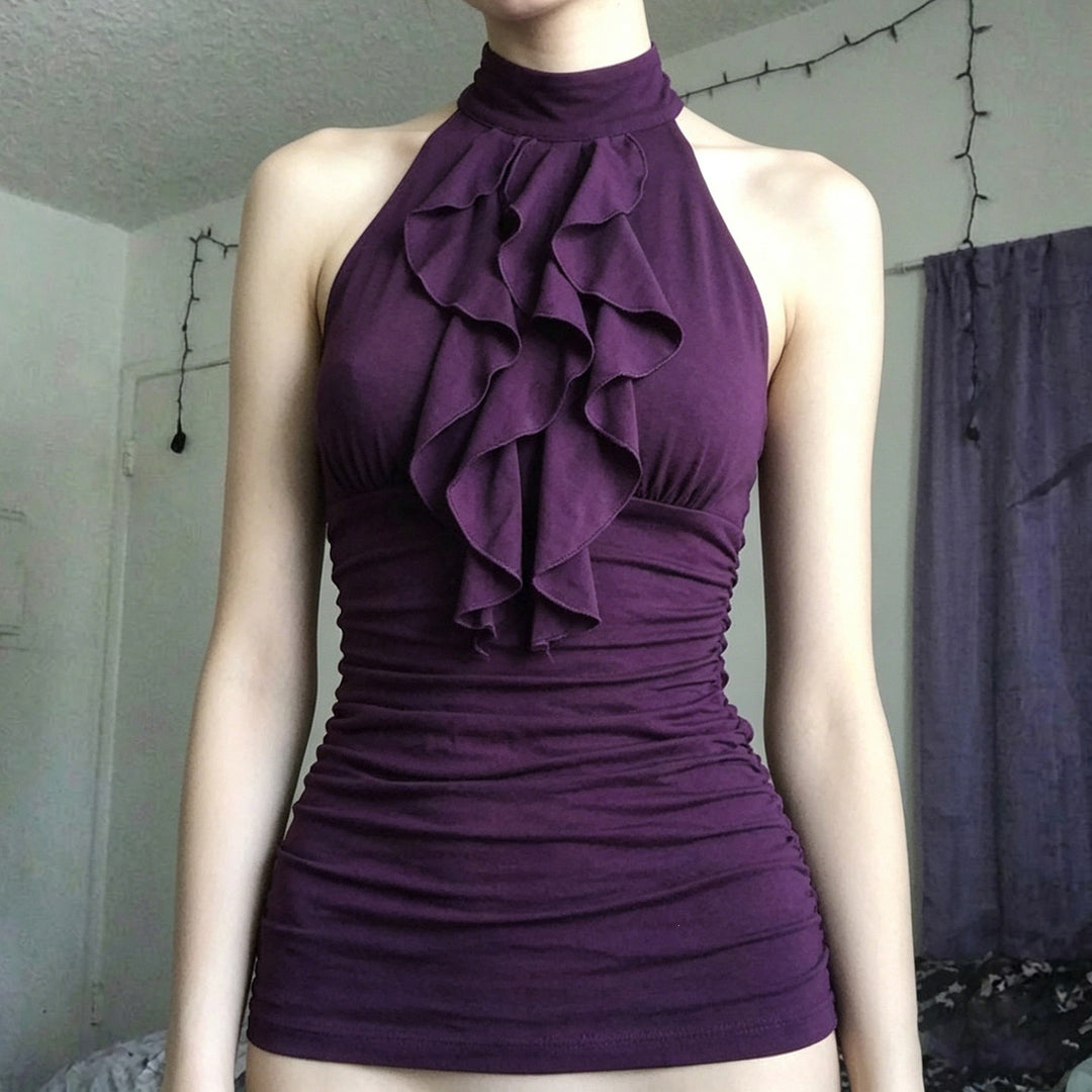 Damen Haltertop mit elegantem Rüschendesign Drune