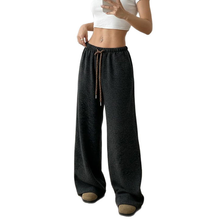 Damen nan weite Highwaist-Loungehose mit Kordelzug und fließendem Palazzoschnitt Drune
