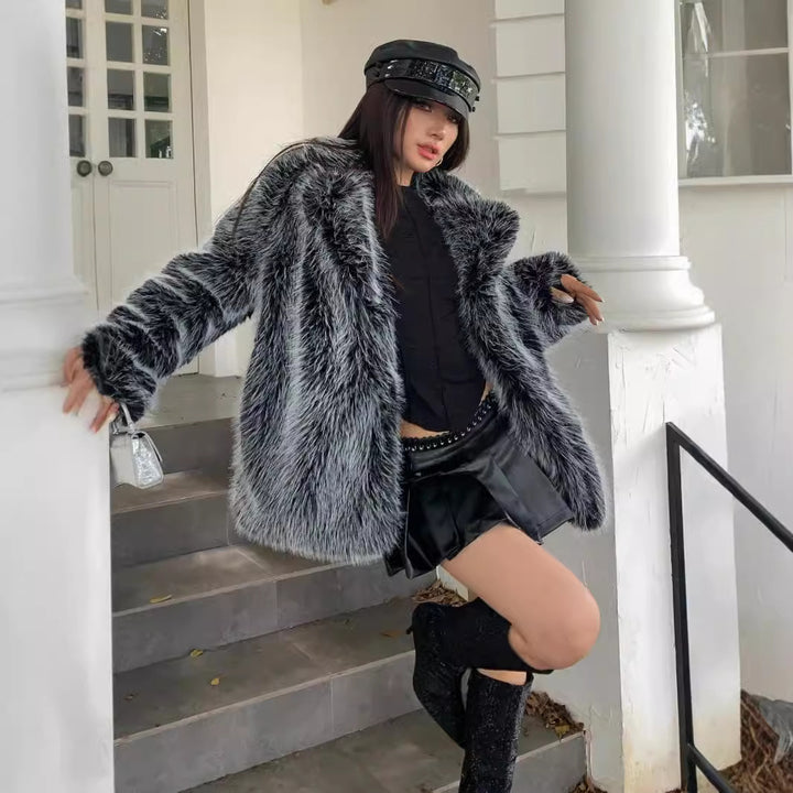 Damen trendige Kunstpelzjacke Drune