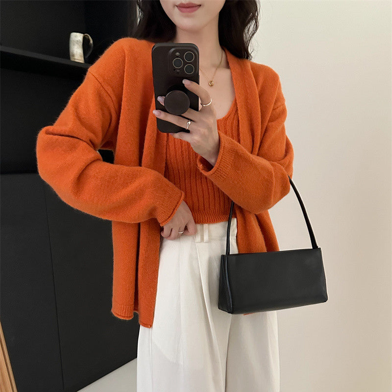 Damen kuscheliger Strickcardigan mit offenen Ärmeln und weich flauschiger Textur Drune