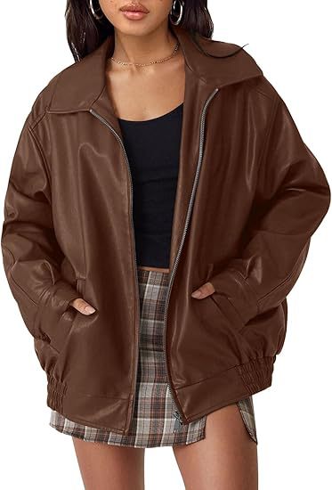 Damen Oversized Kunstlederjacke Drune