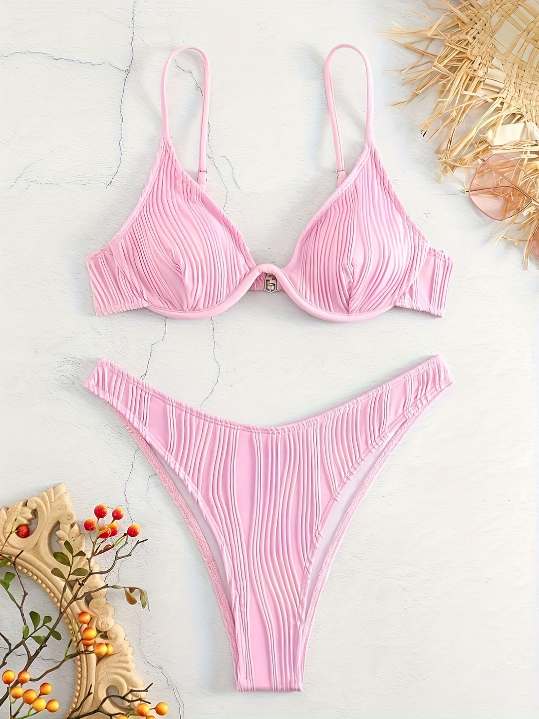 Damen Bikiniset mit elegantem Faltenmuster Drune