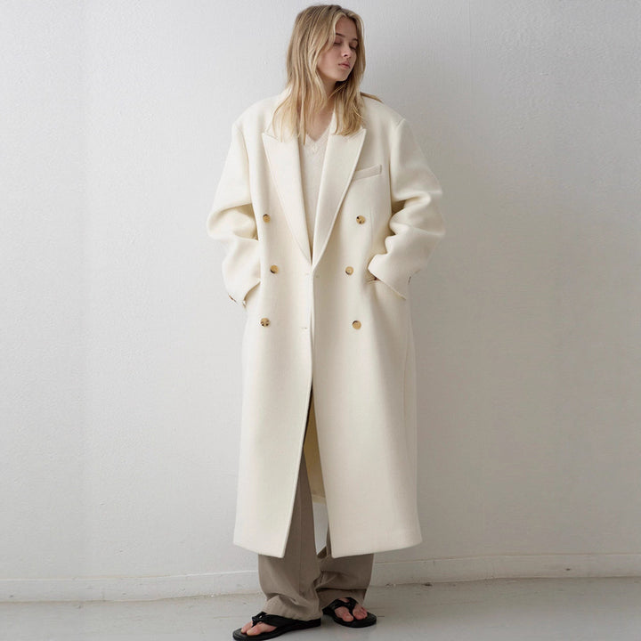 Damen Langer Oversized-Mantel mit doppelter Knopfreihe Drune