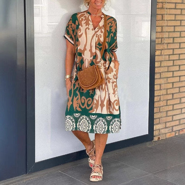 Frauen's Lebhaftes Gemustertes Kaftankleid Drune