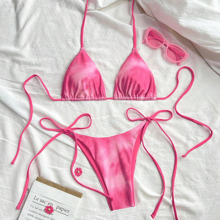 Damen Triangel-Bikini-Set mit verstellbaren Bindebändern Drune