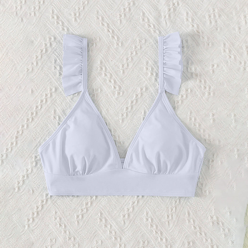 Damen Triangel-Bikinioberteil mit verspielten Rüschen Drune