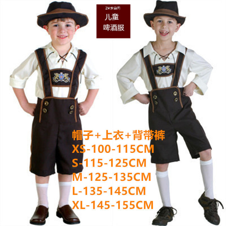 Herren nan traditionelles Kindertrachten-Set mit Kniebundhose, dekorativen Hosenträgern und Filzhut Drune
