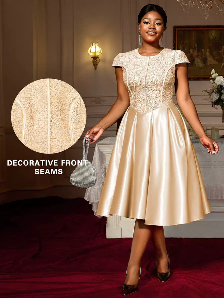 Damen Festliches Cocktailkleid mit floralem Spitzenoberteil und schwingendem Rock Drune