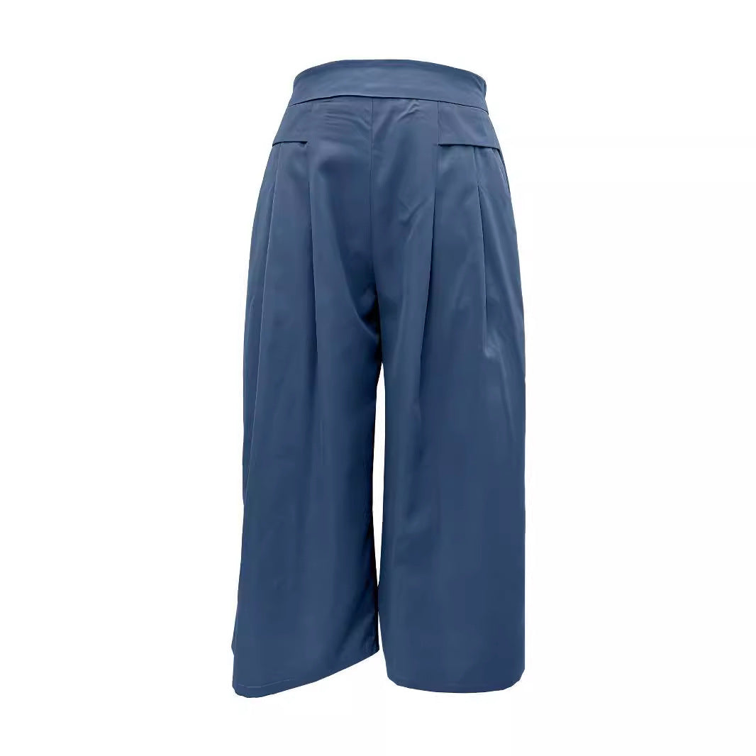 Damen Weite Culotte mit eleganten Falten und praktischen Taschen Drune