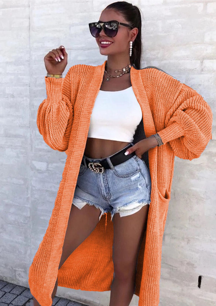 Damen Großer Strickcardigan mit tiefen Taschen und großzügigen Ärmeln Drune