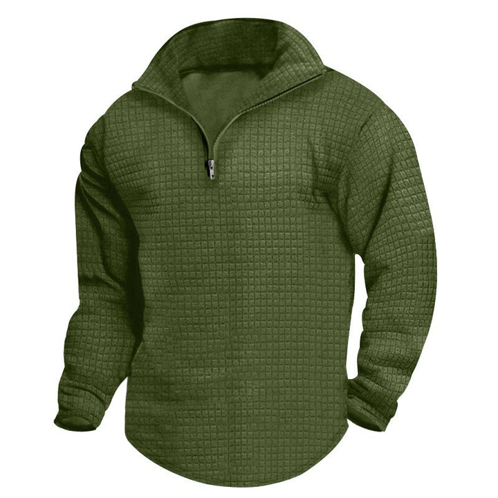 Herren nan thermoregulierender Waffel-Halbzip-Pullover mit Stehkragen und gerundetem Saum Drune