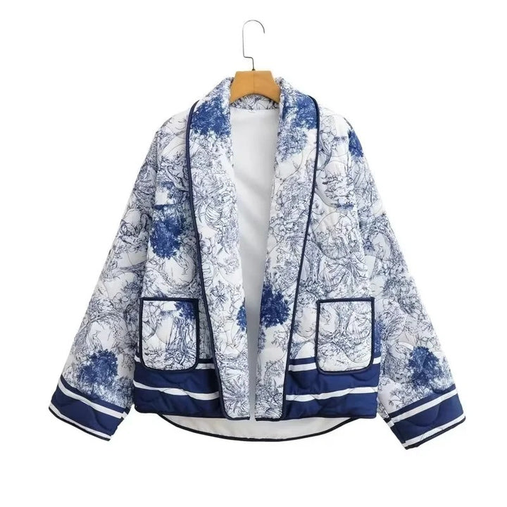 Damen Steppjacke mit floralem Design und eleganten Taschen Drune