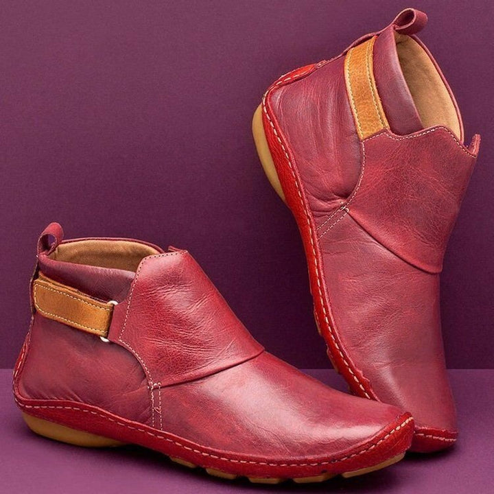 Unisex nan knöchelhohe Lederimitat-Boots mit Klettverschluss und rutschfester Gummisohle Drune