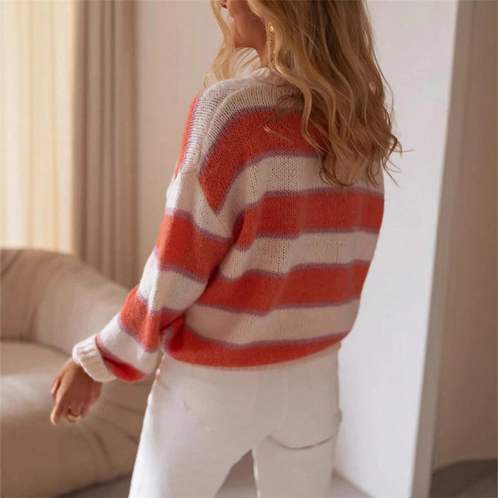 Damen Oversized Pullover mit stilvollem Streifenmuster und weichem Mohair-Wollmix Drune