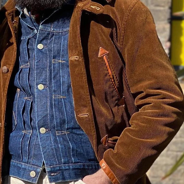 Herren cordjacke mit praktischem Taschen-Detail und Knopfverschluss Drune
