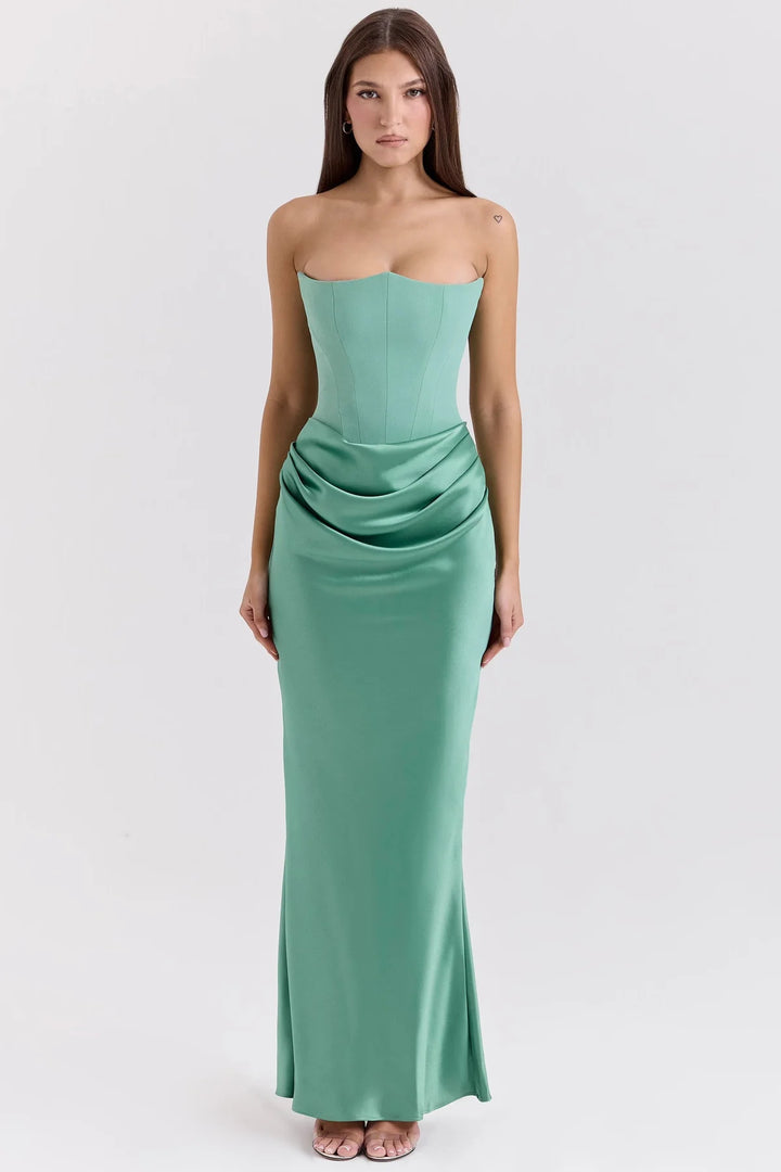 Damen elegantes, figurbetontes Abendkleid mit raffiniertem Taillendetail Drune