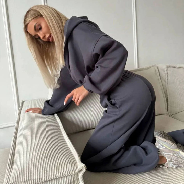 Damen Elegantes Sportliches Set mit Kapuze und weiter Hose Drune