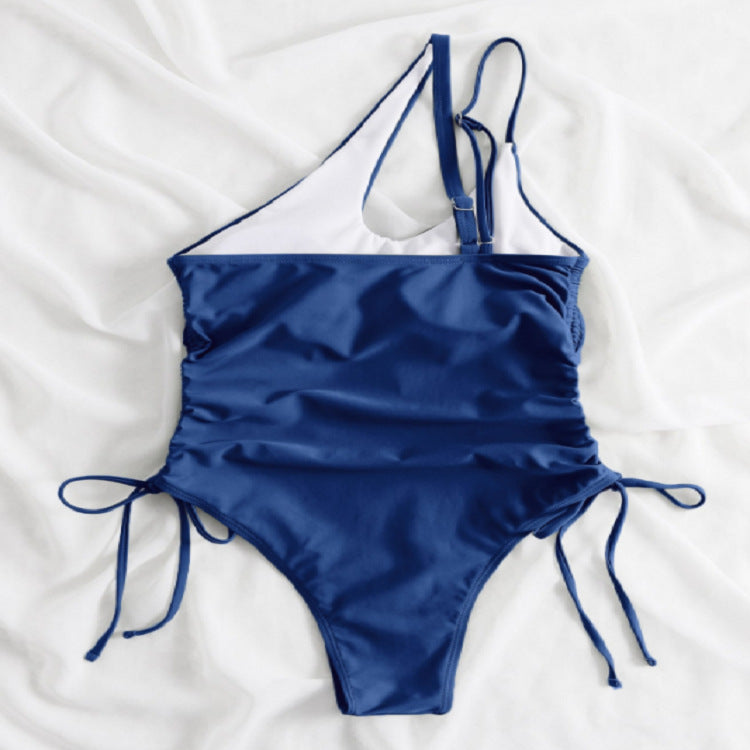 Damen Einteiler Badeanzug mit raffiniertem Wickeldetail und verstellbaren Trägern Drune