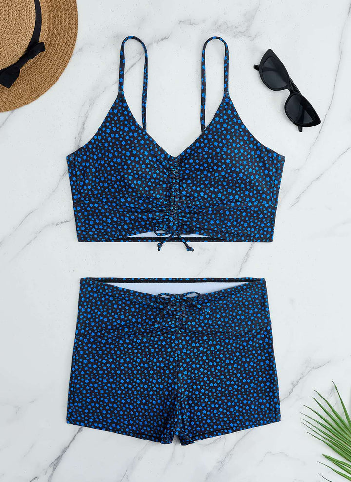 Damen Bikini mit floralem Rüschendesign und verstellbaren Trägern Drune