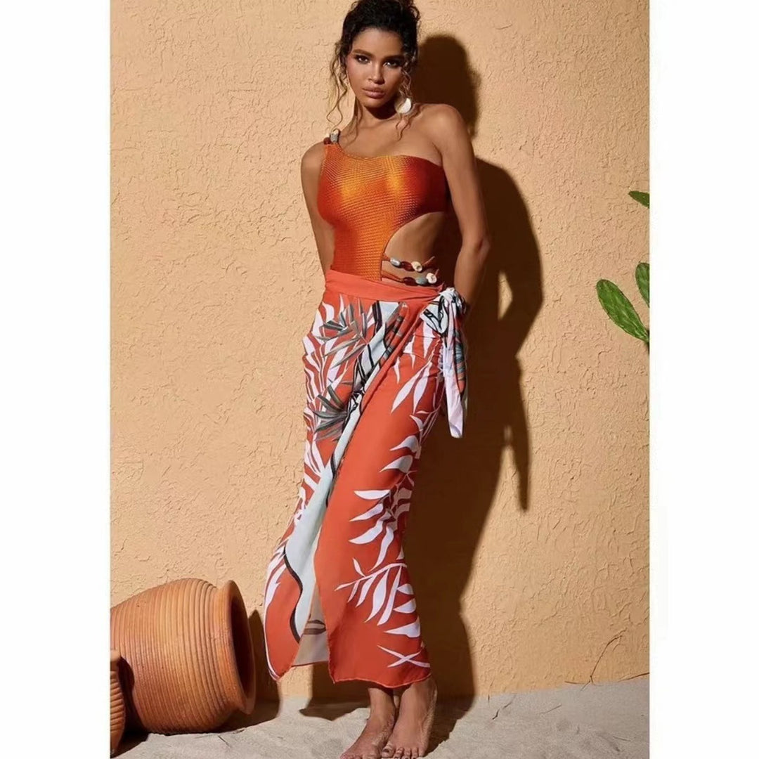 Damen Bikini-Set mit asymmetrischem Oberteil und elegantem Wickelrock Drune