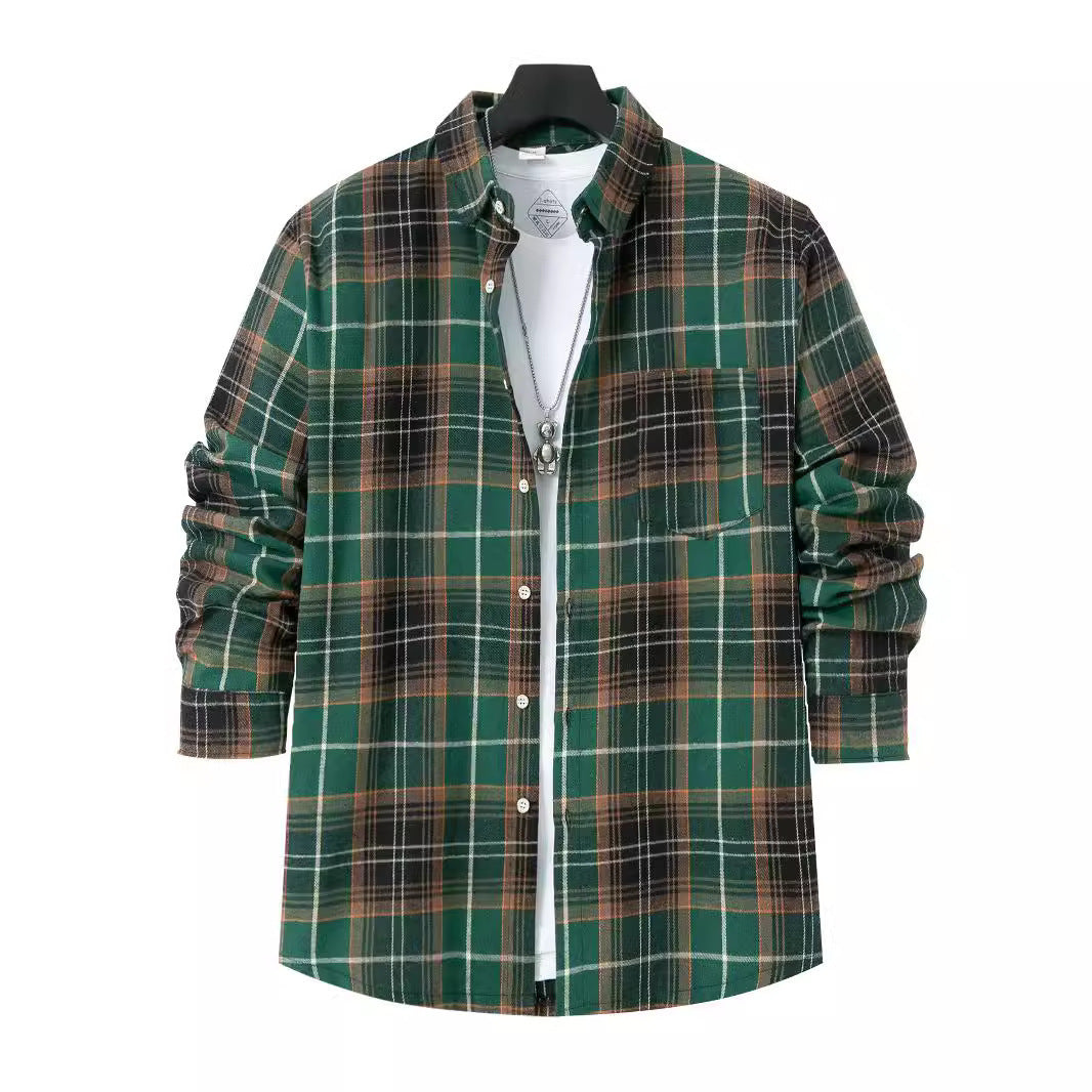 Herren Flanellhemd mit modernem Karo-Muster und Brusttasche Drune