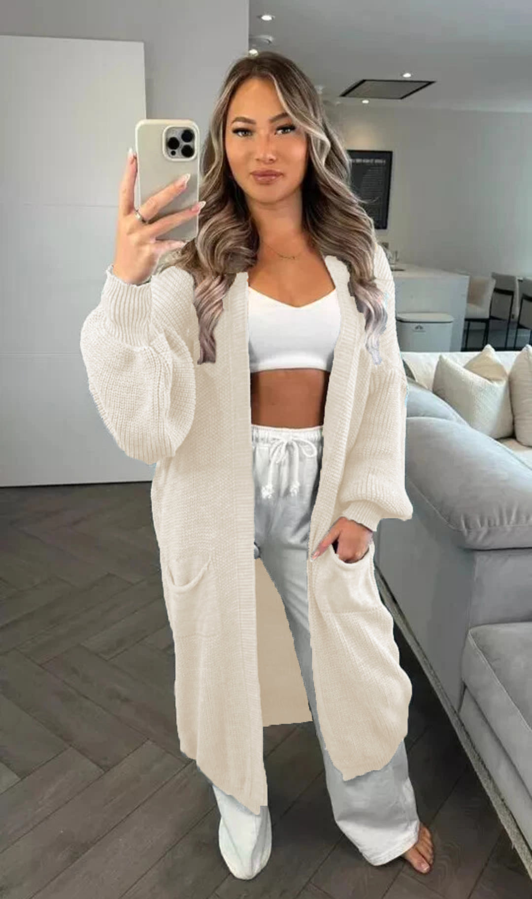 Damen Grobstrickcardigan im lässigen Oversized-Stil mit praktischen Taschen Drune
