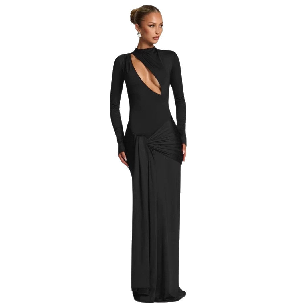 Damen Modisches Maxikleid mit asymmetrischem Ausschnitt Drune