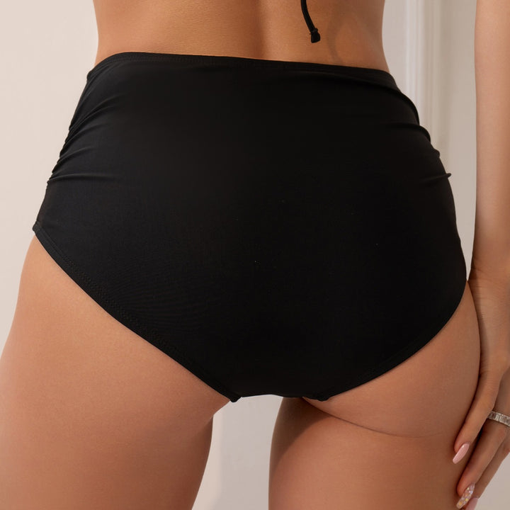 Damen Hoch geschnittener Bikini-Hosen mit Raffungen Drune